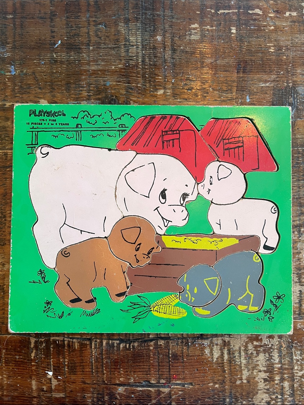 Playskool Vintage Farm Pig Puzzle - Green